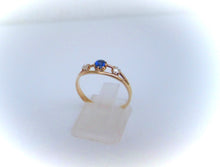 Load image into Gallery viewer, Antique 18ct Yellow Gold Sapphire &amp; Diamond Trilogy Ring
