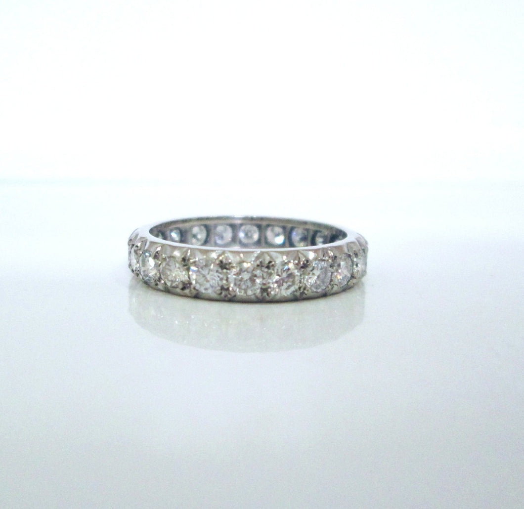 1970s 18ct White Gold 1.70ct Full Diamond Eternity Wedding Band Ring