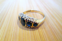 Load image into Gallery viewer, 1970s 9ct Yellow Gold Blue Sapphire Eternity Ring
