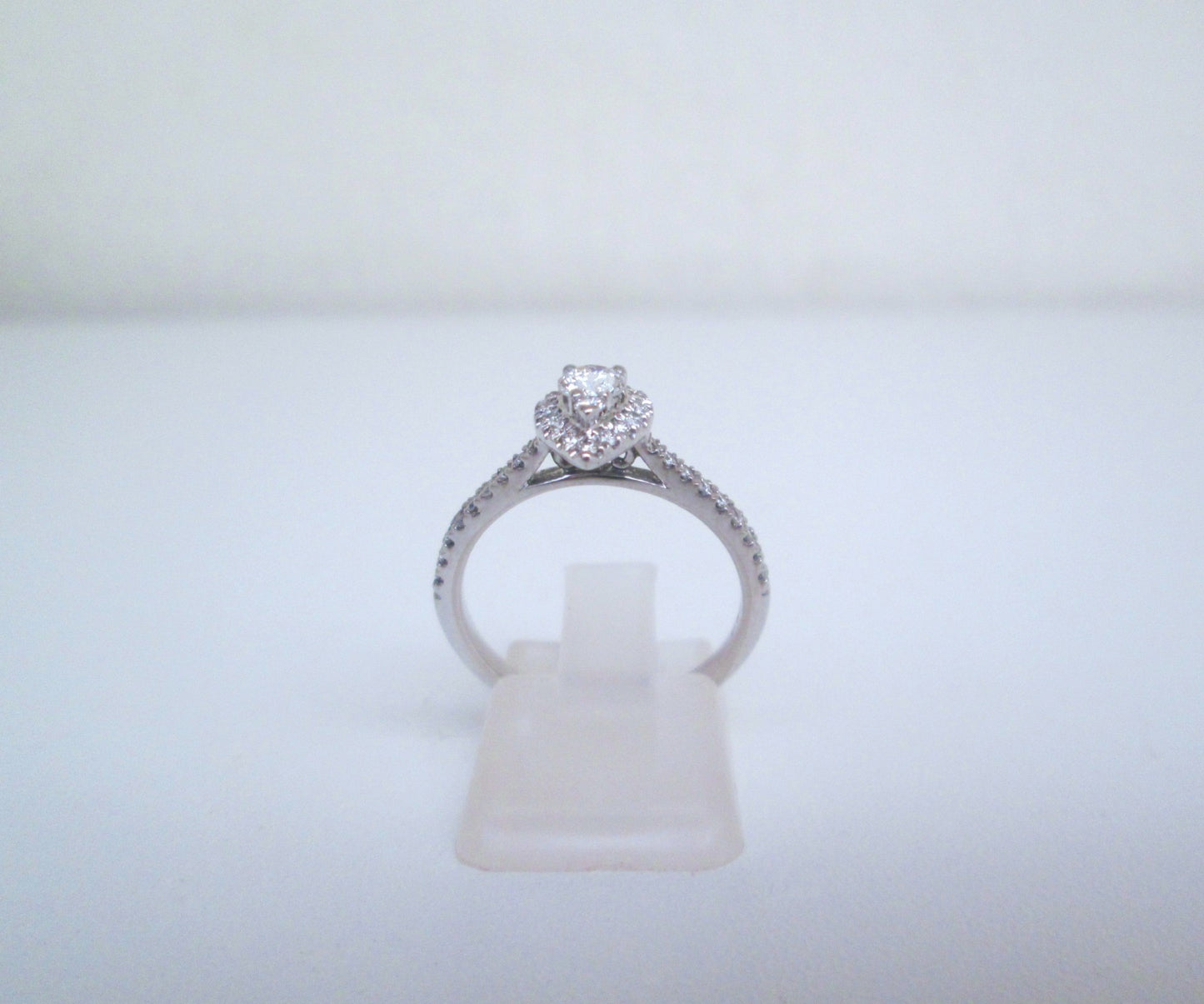 18ct White Gold .52ct Diamond Halo Pear Shaped Cluster Ring