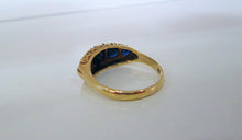 Load image into Gallery viewer, 1970s 9ct Yellow Gold Blue Sapphire Eternity Ring
