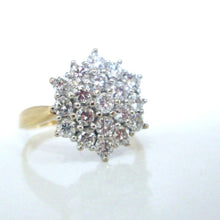 Load image into Gallery viewer, 18ct Yellow Gold 1.00ct Round Brilliant Cut Natural Diamond Cluster Flower Ring
