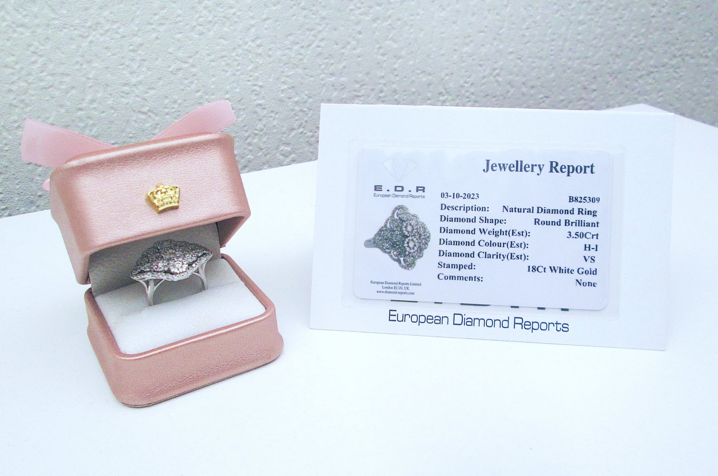 18ct White Gold 3.50ct Large Diamond Daisy Cluster Ring