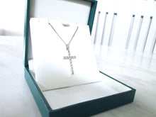 Load image into Gallery viewer, 9ct White Gold Brilliant Cut Diamond Cross Pendant Necklace
