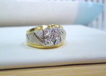 Load image into Gallery viewer, 9ct Yellow Gold Heavy Brilliant Cut Diamond Cluster Men&#39;s Chunky Ring
