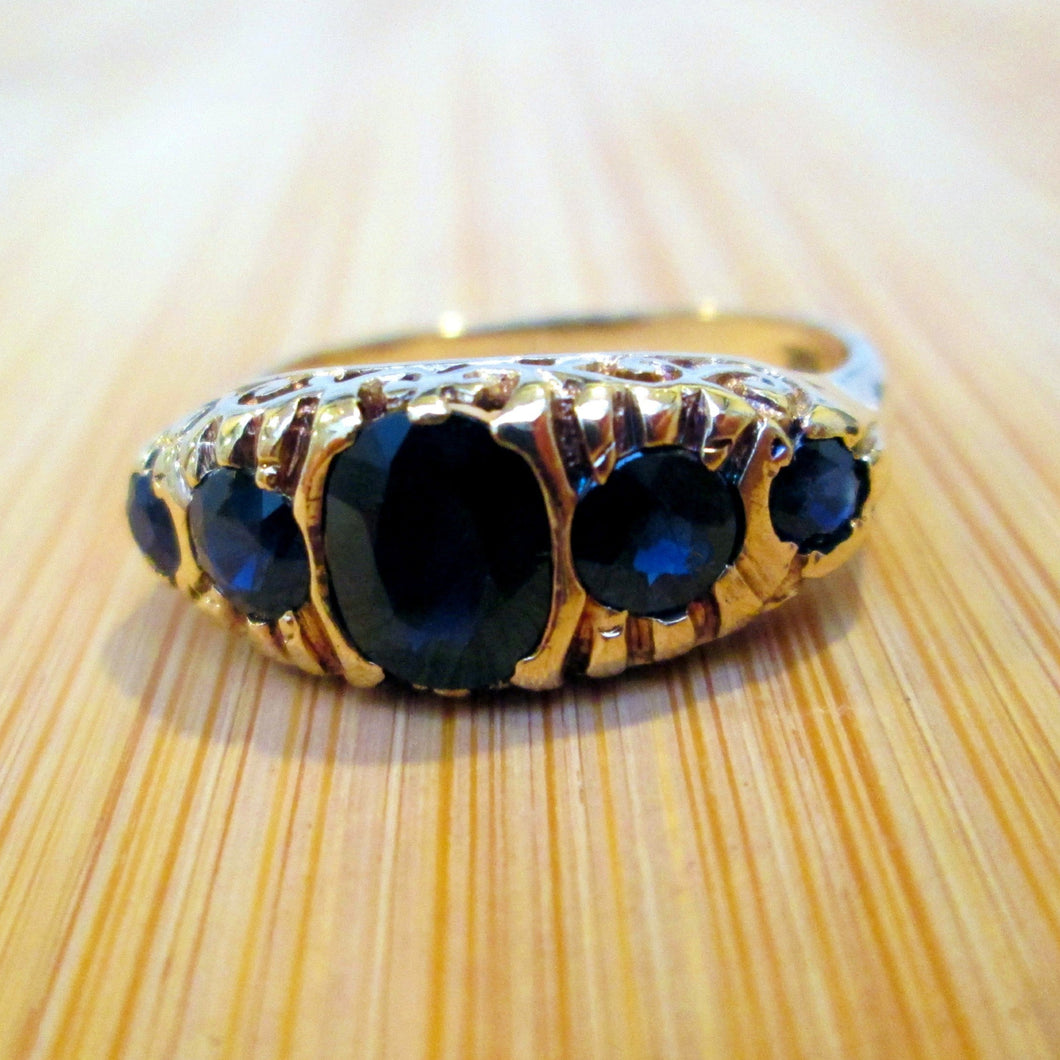 1970s 9ct Yellow Gold Blue Sapphire Eternity Ring