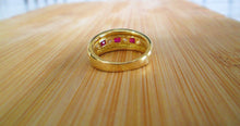 Load image into Gallery viewer, 18ct Yellow Gold Ruby &amp; Diamond Channel Set Chunky Half Eternity Ring
