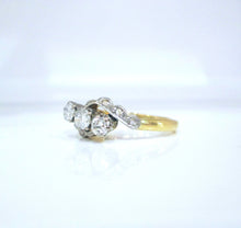 Load image into Gallery viewer, 18ct Yellow Gold &amp; Platinum Old Transitional Cut Diamond Trilogy Ring
