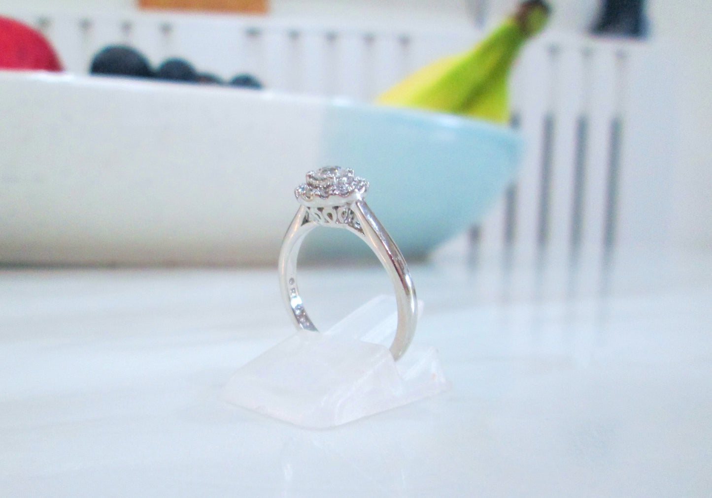 Platinum Round Brilliant Cut Forever Diamond Halo Cluster Ring