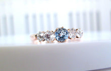 Load image into Gallery viewer, 14ct Rose Gold Blue Zircon &amp; Old Mine Cut Diamond Eternity Ring
