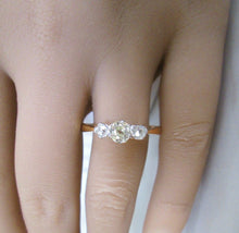 Load image into Gallery viewer, 22ct Yellow Gold Old Mine Cut Diamond Trilogy Engagment Ring
