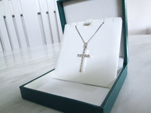 Load image into Gallery viewer, 9ct White Gold Brilliant Cut Diamond Cross Pendant Necklace
