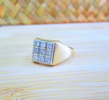 Load image into Gallery viewer, 9ct Yellow Gold Brilliant Cut Diamond Cluster Signet Men&#39;s Ring
