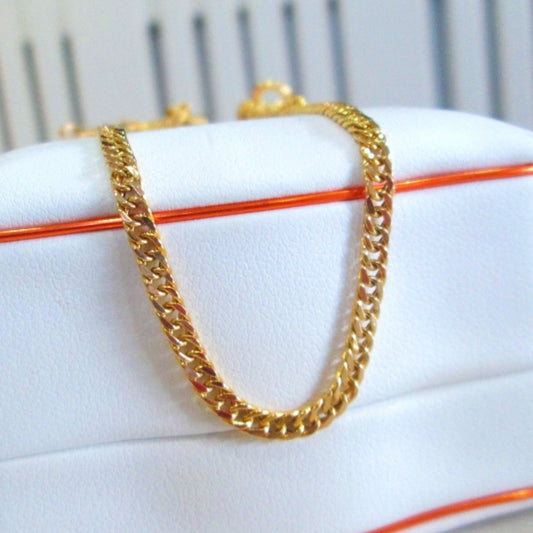 18ct Yellow Gold Cuban Link Chain Anklet Bracelet