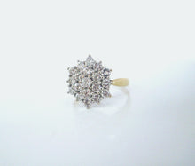 Load image into Gallery viewer, 18ct Yellow Gold 1.00ct Round Brilliant Cut Natural Diamond Cluster Flower Ring
