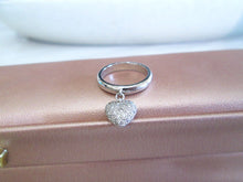 Load image into Gallery viewer, Designer Platinum Diamond Pave Dangling Heart Charm Dangle Cluster Ring
