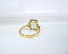 Load image into Gallery viewer, 9ct Yellow Gold Octagon Cut Green Amethyst Prasiolite &amp; Diamond Ring
