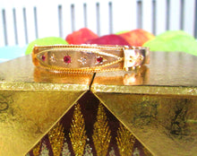 Load image into Gallery viewer, Edwardian 9ct Yellow Gold Ruby Tourmaline Garnet &amp; Diamond Bangle Bracelet
