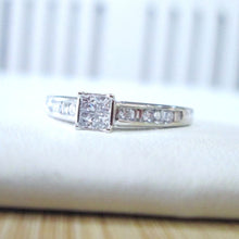 Load image into Gallery viewer, 18ct White Gold Princess Baguette &amp; Brilliant Cut Diamond Cluster Ring
