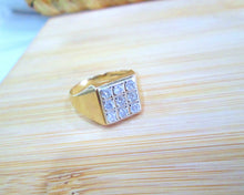 Load image into Gallery viewer, 9ct Yellow Gold Brilliant Cut Diamond Cluster Signet Men&#39;s Ring
