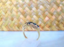 Load image into Gallery viewer, 1970s 9ct Yellow Gold Blue Sapphire Eternity Ring
