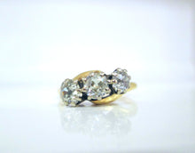 Load image into Gallery viewer, 18ct Yellow Gold 1.25ct Old Mine Cut Diamond Trilogy Bypass Ring
