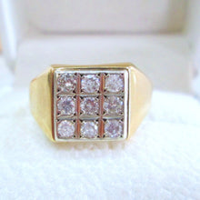 Load image into Gallery viewer, 9ct Yellow Gold Brilliant Cut Diamond Cluster Signet Men&#39;s Ring
