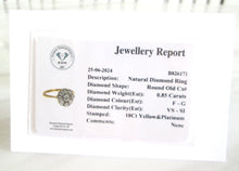Load image into Gallery viewer, 18ct Yellow Gold &amp; Platinum .85ct Old Cut Diamond Daisy Cluster Ring
