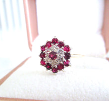 Load image into Gallery viewer, 1970s 18ct Yellow Gold Ruby &amp; Diamond Cluster Ring
