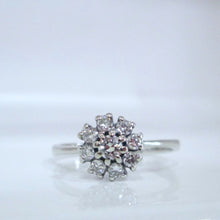 Load image into Gallery viewer, 1970s 18ct White Gold Round Brilliant Cut Diamond Cluster Ring
