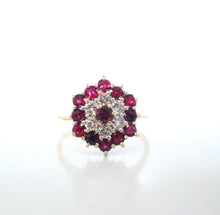 Load image into Gallery viewer, 1970s 18ct Yellow Gold Ruby &amp; Diamond Cluster Ring
