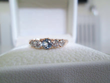 Load image into Gallery viewer, 14ct Rose Gold Blue Zircon &amp; Old Mine Cut Diamond Eternity Ring
