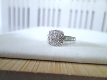 Load image into Gallery viewer, 9ct White Gold Princess &amp; Brilliant Cut Diamond Halo Cluster Ring
