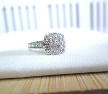 Load image into Gallery viewer, 9ct White Gold Princess &amp; Brilliant Cut Diamond Halo Cluster Ring
