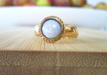 Load image into Gallery viewer, Antique Victorian 18ct Yellow Gold Bezel Set Solid Opal Solitaire Ring
