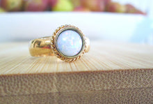 Load image into Gallery viewer, Antique Victorian 18ct Yellow Gold Bezel Set Solid Opal Solitaire Ring
