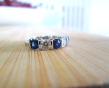 Load image into Gallery viewer, Platinum 1.25ct Brilliant Cut Diamond &amp; Sapphire Tension Set Eternity Ring
