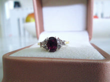 Load image into Gallery viewer, 18ct Yellow Gold Ruby &amp; Brilliant Cut Diamond Cluster Solitaire Ring
