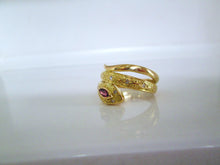 Load image into Gallery viewer, 18ct Yellow Gold Marquise Cut Ruby &amp; Diamond Serpent Snake Ring
