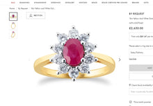 Load image into Gallery viewer, 18ct Yellow Gold Ruby &amp; Brilliant Cut Diamond Cluster Halo Ring
