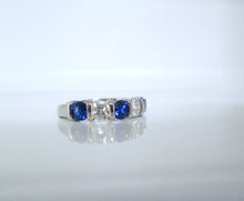 Load image into Gallery viewer, Platinum 1.25ct Brilliant Cut Diamond &amp; Sapphire Tension Set Eternity Ring
