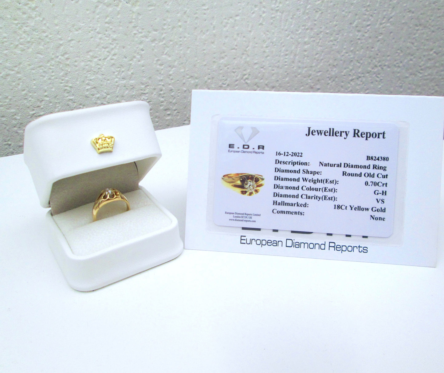 Edwardian 18ct Yellow Gold Old Mine Cut Diamond Solitaire Signet Ring