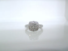 Load image into Gallery viewer, 9ct White Gold Princess &amp; Brilliant Cut Diamond Halo Cluster Ring
