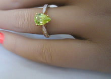 Load image into Gallery viewer, 18ct Yellow Gold Pear Cut Sphene &amp; Brilliant Cut Diamond Solitaire Ring
