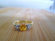 Load image into Gallery viewer, 18ct Yellow Gold Yellow Sapphire &amp; Diamond Trilogy Ring
