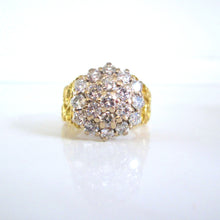 Load image into Gallery viewer, Heavy 14ct Yellow Gold 2.00ct Large Brilliant Cut Diamond Cluster Ring
