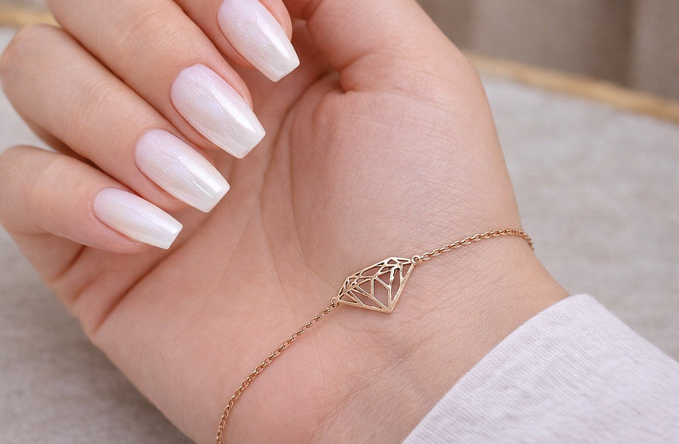 Beaverbrooks Fine 9ct Solid Rose Gold Diamond Motif Geometric Diamond Bracelet