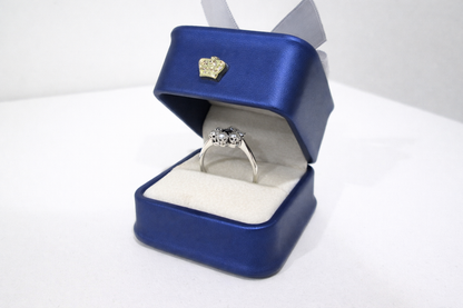 18ct White Gold & Platinum Sapphire & Pearl Daisy Cluster Ring