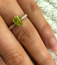 Load image into Gallery viewer, 18ct Yellow Gold Pear Cut Sphene &amp; Brilliant Cut Diamond Solitaire Ring
