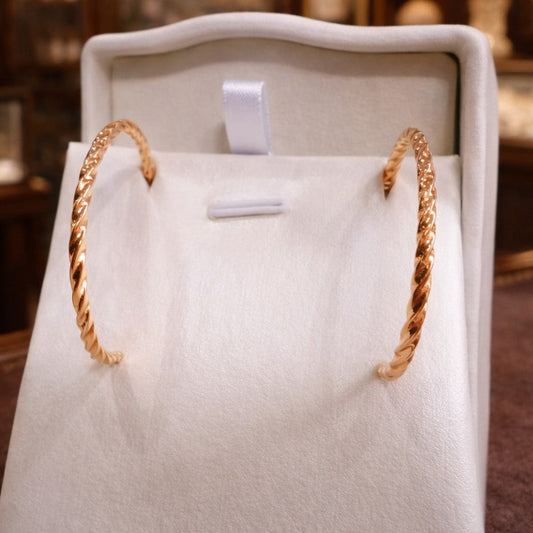 14ct Solid Yellow Gold Large Rope Twist Hoop Earrings Hoops